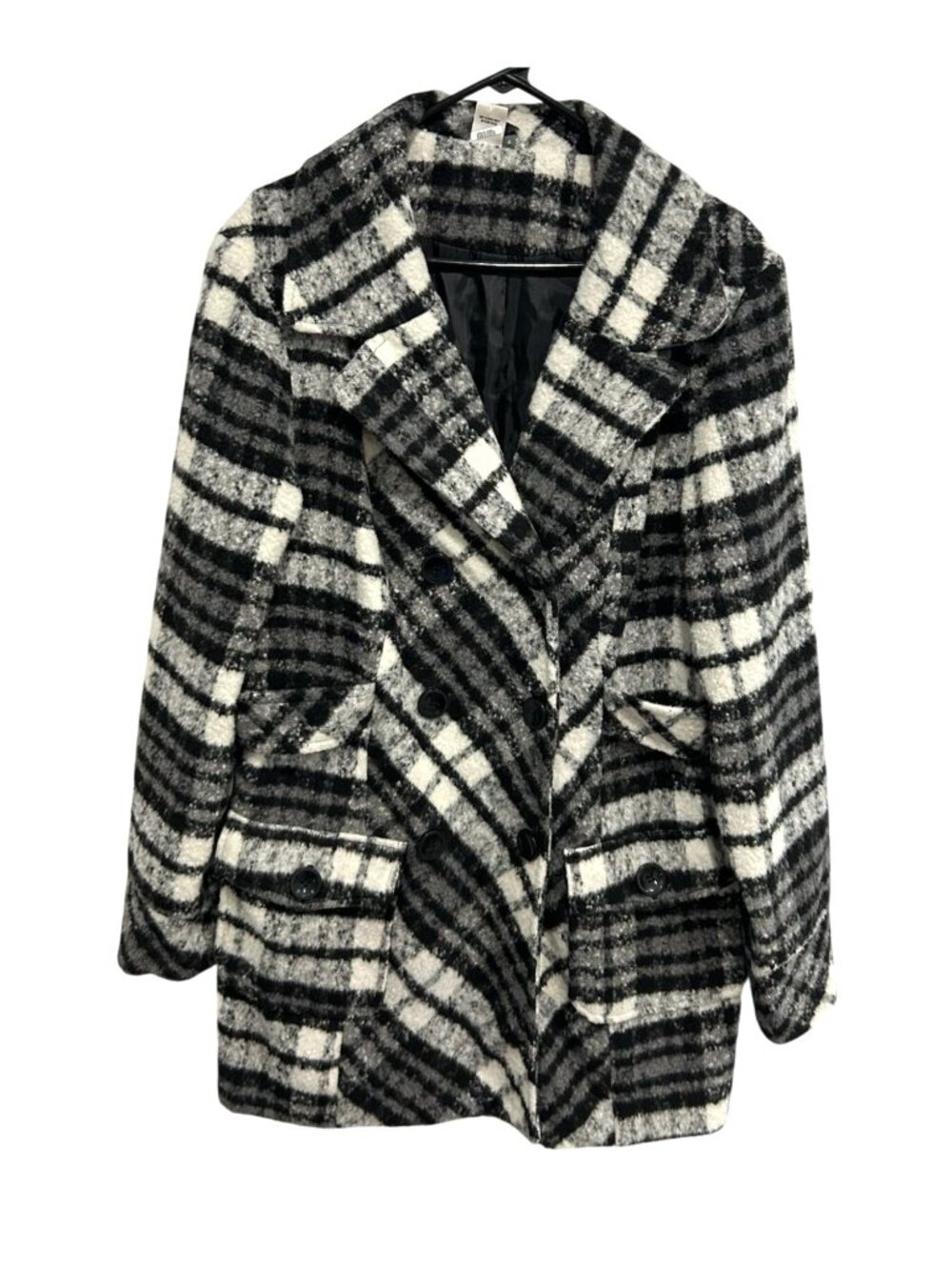 Plaid Wool Blend XL Double-Breasted Coat Classic Academia Heritage Style Dots